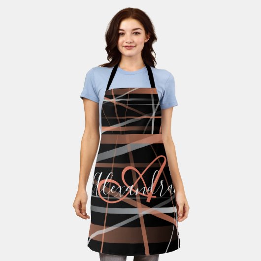 Modern Stripes Roze Abstract Patroon Monogram Schort (Gedragen)