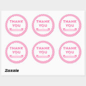 Modern Stripes Roze Baby shower Dank u Ronde Sticker (Vel)