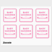 Modern Stripes Roze Baby shower Vierkante Sticker (Vel)