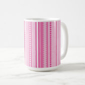 Modern Stripes & Stippen, Roze, Wit, Roos Koffiemok (Voorkant rechts)