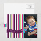 Modern Stripes Teacher Bedankt Foto Briefkaart (Voorkant / Achterkant)