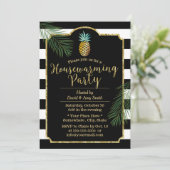 Modern Stripes Tropische anananas Housewarming Kaart (Staand voorkant)