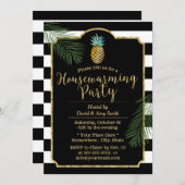 Modern Stripes Tropische anananas Housewarming Kaart (Voorkant / Achterkant)