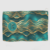 Modern Stripes Turquoise Blauwgroen Blauw Geperson Golfhanddoek (Horizontaal)