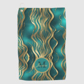Modern Stripes Turquoise Blauwgroen Blauw Geperson Golfhanddoek (Voorkant)