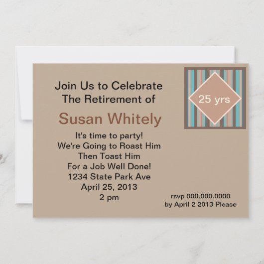 Modern Stripes Uitnodiging van het Pensioenfeest (Achterkant)
