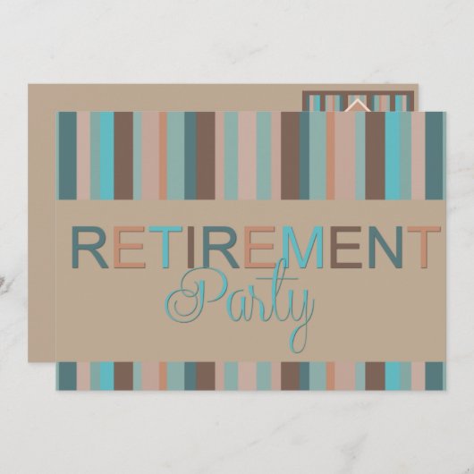 Modern Stripes Uitnodiging van het Pensioenfeest (Voorkant / Achterkant)