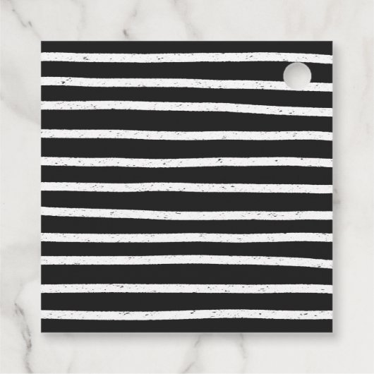 Modern Stripes Verjaardagsfoto Dank u zwart Bedankjes Labels (Achterkant)