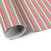 Modern Stripes Wrapping Paper Pink Red Green Cream Cadeaupapier (Rol Hoek)