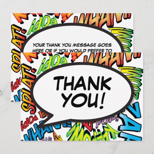 Modern Strips Boek Typografisch Bedankkaart (Voorkant / Achterkant)