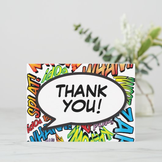 Modern Strips Boek Typografisch Bedankkaart (Staand voorkant)