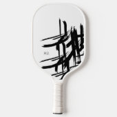 Modern Strokes Zwart wit initialen Gepersonaliseer Pickleball Paddle (Achterkant)