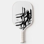 Modern Strokes Zwart wit initialen Gepersonaliseer Pickleball Paddle (Voorkant)
