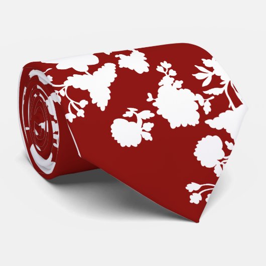 modern stropdas met floreel silhouet (Opgerold)