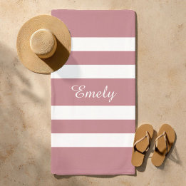 Modern Stusty Pink Striped Strandlaken