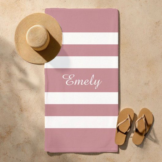 Modern Stusty Pink Striped Strandlaken