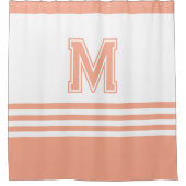  Modern styilsh Whit& Peach Initial Monogram Douchegordijn (Voorkant)