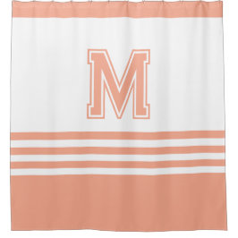 Modern styilsh Whit& Peach Initial Monogram Douchegordijn