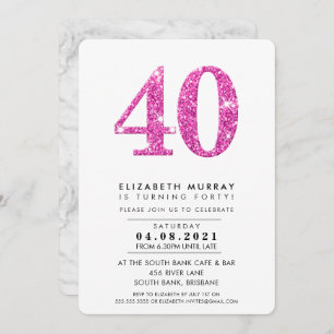 MODERN STYLISH 40E verjaardag roze glitter 40 Kaart