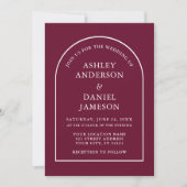 Modern Stylish Arch Burgundy Wedding Kaart (Voorkant)