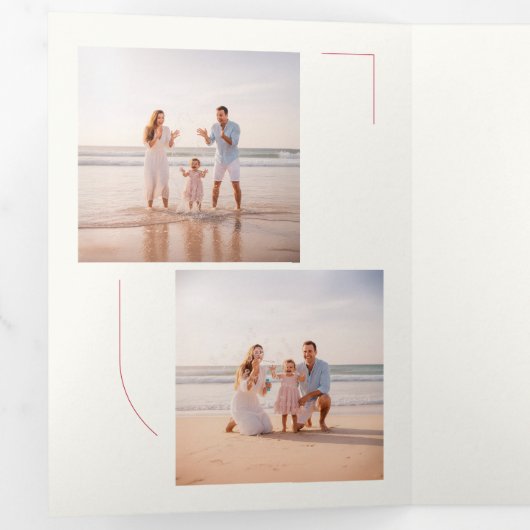 Modern Stylish Arch Family Photo Beach Christmas Drieluik Wenskaart (Binnenzijde eerst)