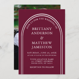 Modern Stylish Arch Wedding Burgundy Foto Kaart