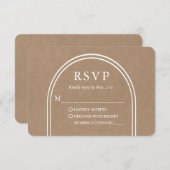 Modern Stylish Arch Wedding Kraft RSVP Kaartje (Voorkant / Achterkant)
