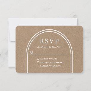 Modern Stylish Arch Wedding Kraft RSVP Kaartje