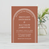 Modern Stylish Arch Wedding Terracotta Kaart (Staand voorkant)