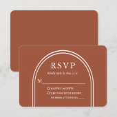 Modern Stylish Arch Wedding Terracotta RSVP Kaartje (Voorkant / Achterkant)