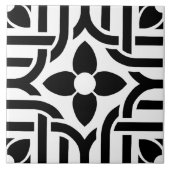 Modern Stylish Black &White Abstract Floral Tegeltje (Voorkant)