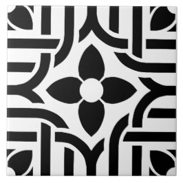Modern Stylish Black &White Abstract Floral Tegeltje