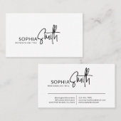 Modern Stylish Black & White Handwritten Script Visitekaartje (Voorkant / Achterkant)