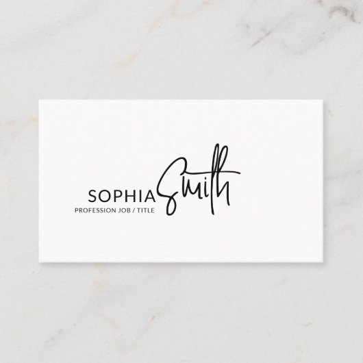 Modern Stylish Black & White Handwritten Script Visitekaartje (Voorkant)