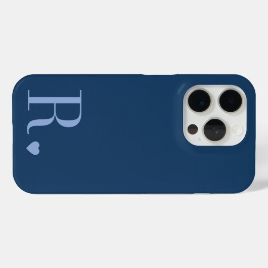 modern stylish blue monogram initial  Case-Mate iPhone case (Achterkant (horizontaal))