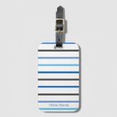 Modern Stylish Blue Stripes Custom Bagagelabel (Voorkant (verticaal))