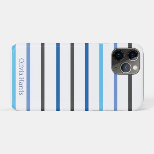 Modern Stylish Blue Stripes Custom Case-Mate iPhone Case (Achterkant (horizontaal))