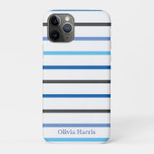 Modern Stylish Blue Stripes Custom Case-Mate iPhone Case (Achterkant)