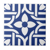 Modern Stylish Blue &White Abstract Floral Tegeltje (Voorkant)