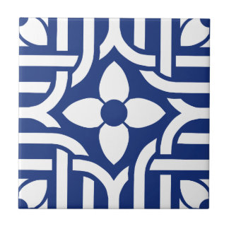 Modern Stylish Blue &White Abstract Floral Tegeltje