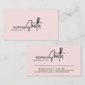 Modern Stylish Blush Pink Handwritten Script Visitekaartje (Voorkant / Achterkant)