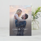 Modern Stylish Calligraphy Script Photo Wedding  Save The Date (Staand voorkant)