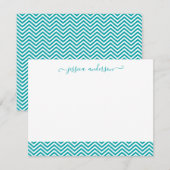 Modern Stylish Chevron Zigzag Girly Blauwgroen scr Notitiekaartje (Voorkant / Achterkant)