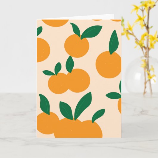 Modern Stylish Citrus Fruit Oranges Pattern Kaart (Gele Bloem)