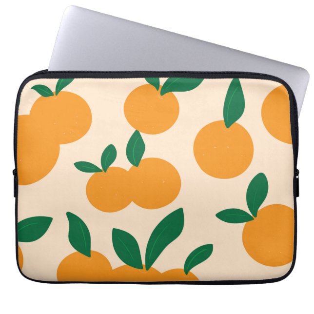Modern Stylish Citrus Fruit Oranges Pattern Laptop Sleeve (Voorkant)