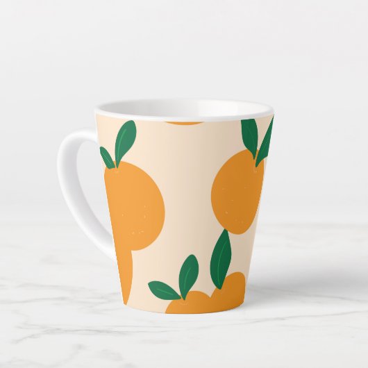 Modern Stylish Citrus Fruit Oranges Pattern Latte Mok (Linkerhoek)