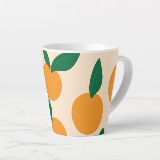 Modern Stylish Citrus Fruit Oranges Pattern Latte Mok (Rechterhoek)