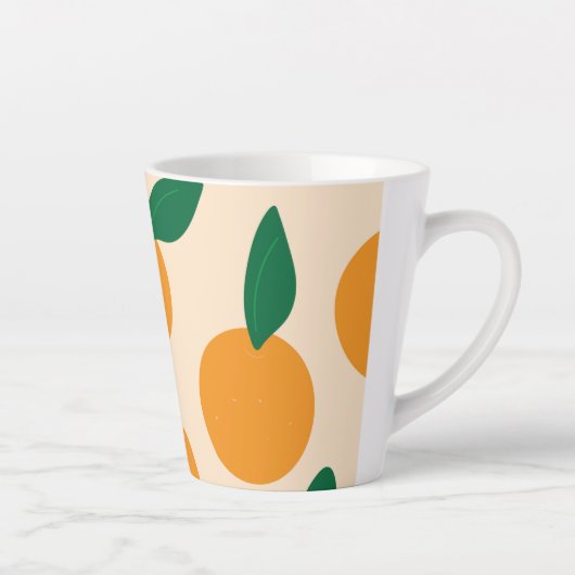 Modern Stylish Citrus Fruit Oranges Pattern Latte Mok (Rechts)