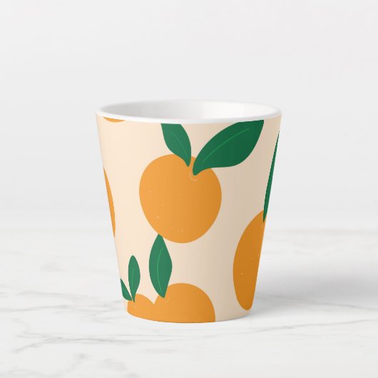 Modern Stylish Citrus Fruit Oranges Pattern Latte Mok (Voorkant)