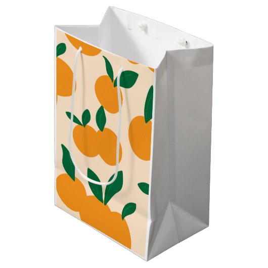 Modern Stylish Citrus Fruit Oranges Pattern Medium Cadeauzakje (Voorkant Gekanteld)